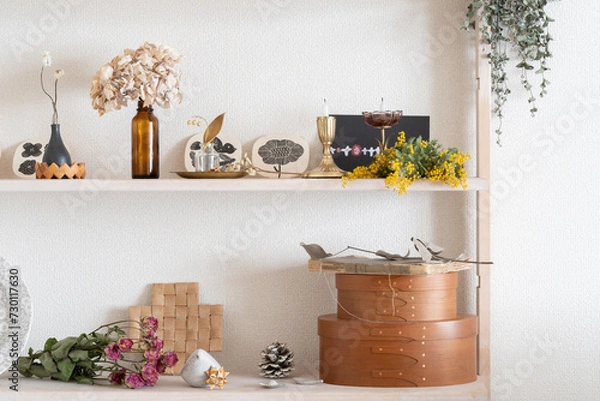 Obraz ドライフラワーと北欧のインテリア