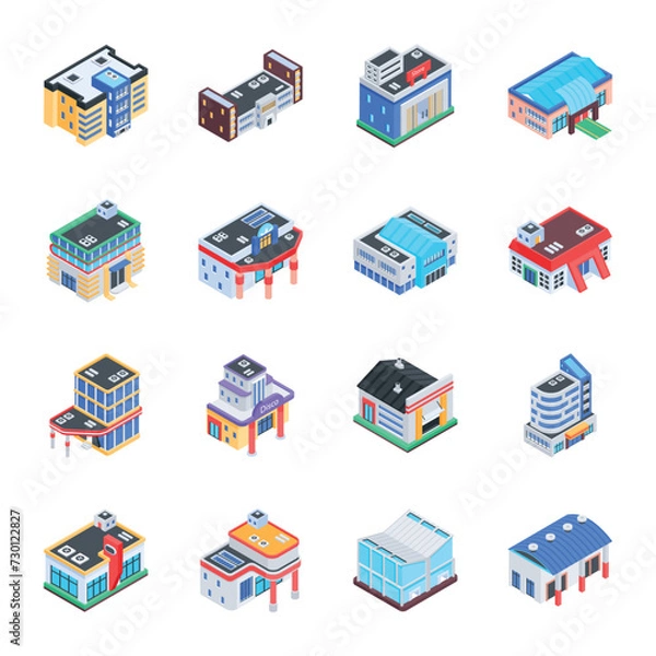 Obraz Latest Pack of Urban Architectures Isometric Icons 
