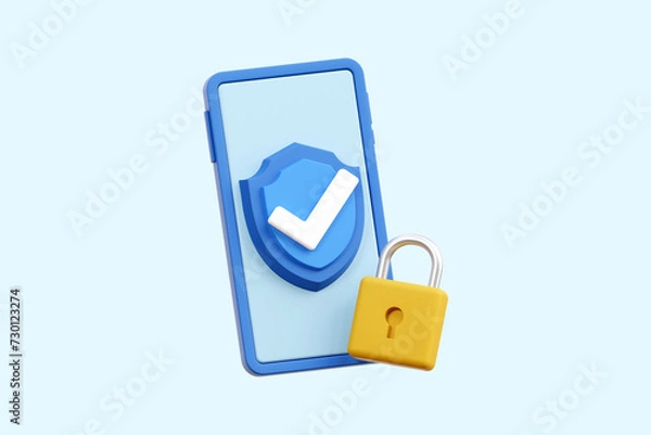 Fototapeta Mobile Security 3D Icon Illustration