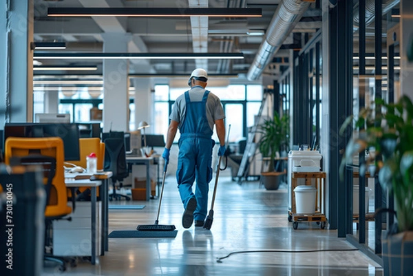 Obraz Professional Cleaner with Mop in Office