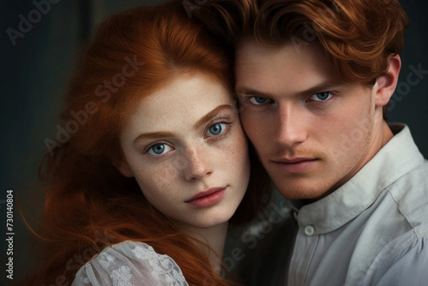 Fototapeta AI generated photo of happy beautiful charming couple enjoying time together