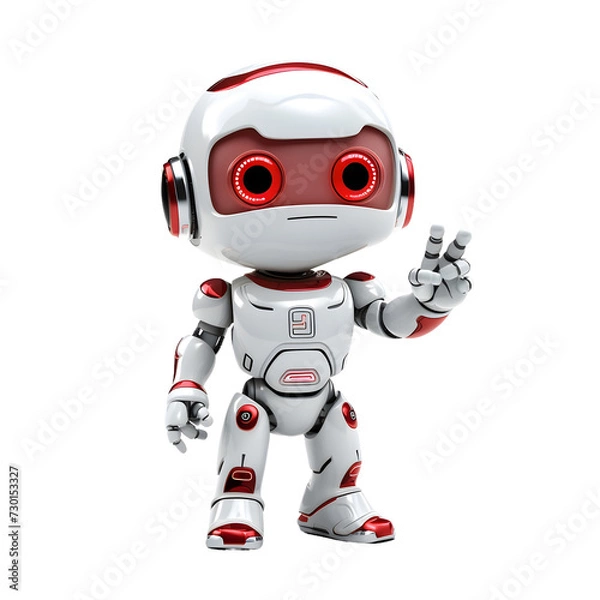 Fototapeta humanoid robot  stand isolated on transparent background