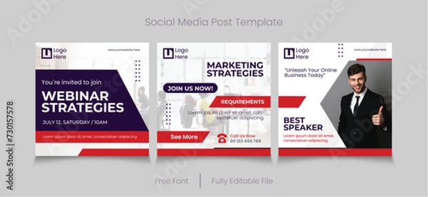 Fototapeta Marketing Collateral social media post template interconnected.