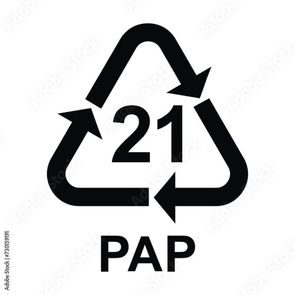 Fototapeta Paper recycling symbol PAP 21 other mixed paper , vector illustration