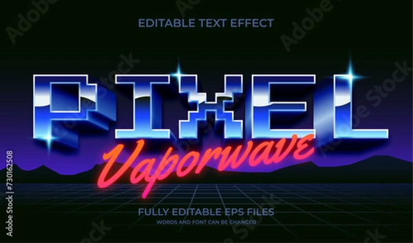 Obraz 3d pixel vaporwave retro style editable text effect