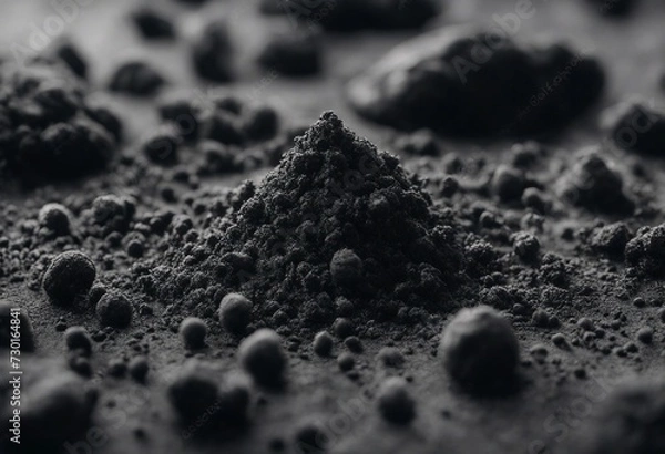 Fototapeta Black charcoal dust gunpowder isolated on white background and texture top view