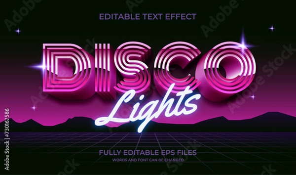 Fototapeta retro disco light 3d editable text effect