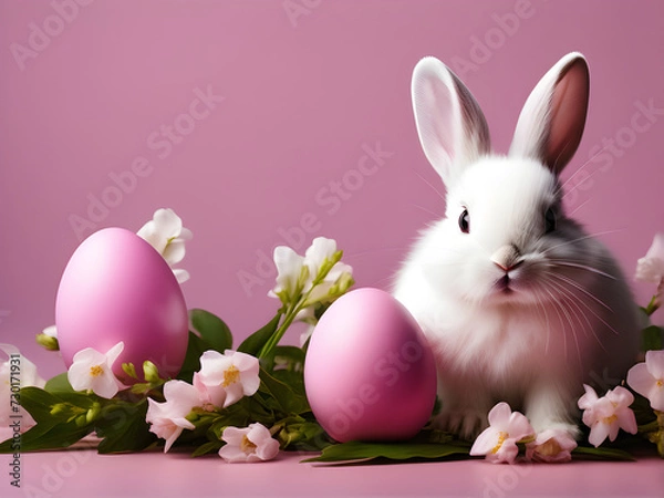 Fototapeta easter bunny with easter eggs