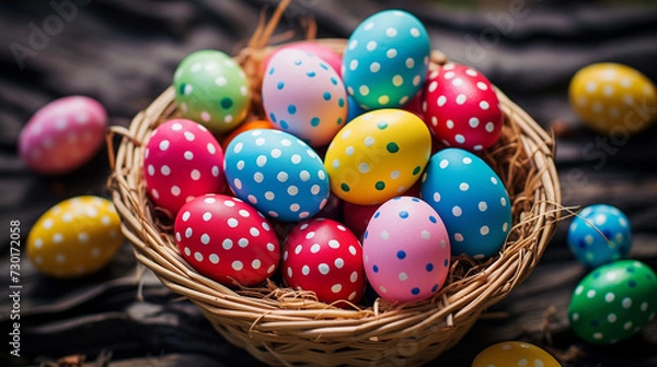 Obraz easter eggs in basket