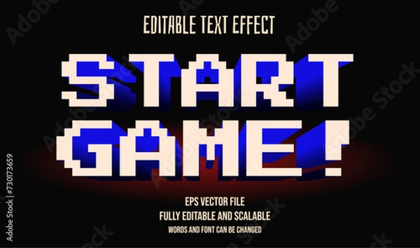 Obraz 3d pixel start game editable text effect