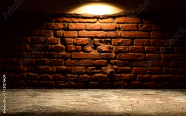 Fototapeta Empty wood table for product display in blur background of admirable restaurant at night. High quality photo