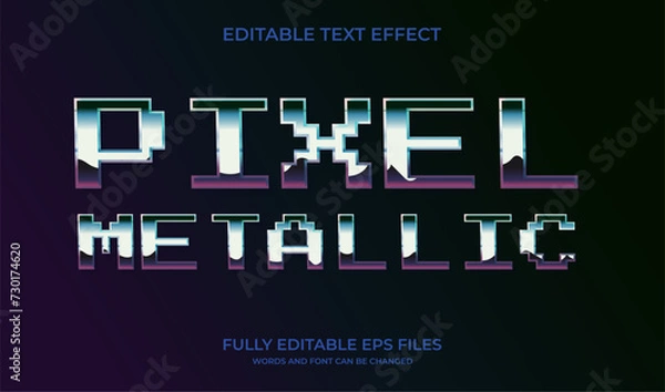 Obraz 3d pixel metallic editable text effect