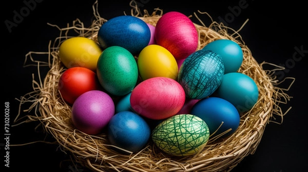 Obraz easter eggs in a basket