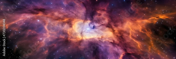 Fototapeta Celestial wonders unfold in an ethereal space where galaxies dance, stars twinkle, and the cosmic nebula journey unveils the profound beauty of the vast, captivating universe