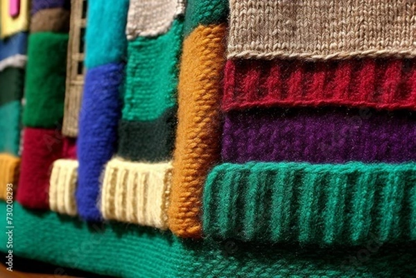 Obraz Multi-colored wool patches on a sweater pattern