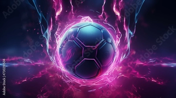 Obraz Dynamic neon 3D football concept