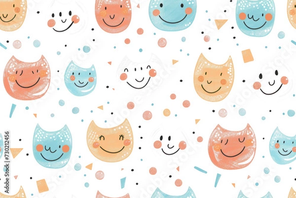 Fototapeta Seamless Pastel Smiles Pattern