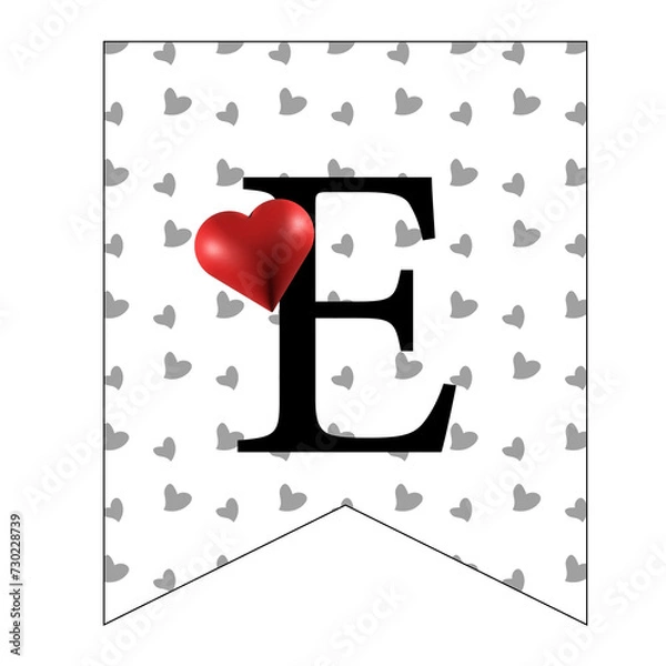 Fototapeta Decorative Valantine's Day Letters For Party Time, Printable Banner Letter Cards Valantine Days Love Message to Print and design DIY do it yourself letter with heart shape 3d 