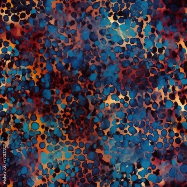 Fototapeta Abstract Blue and Orange Organic Pattern. Close-up of a vibrant abstract pattern with blue and orange organic shapes.