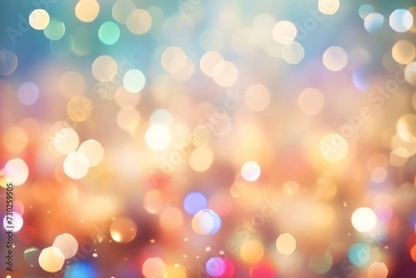 Fototapeta Blurred bokeh background with festive colors. Christmas concept