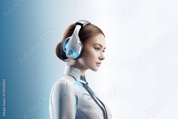 Obraz ai human call centre female agent isolated / generative ai