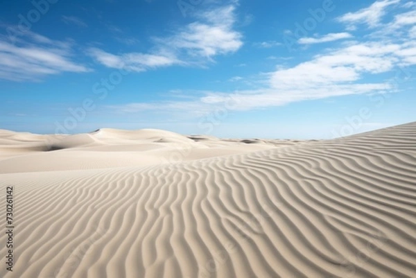 Fototapeta Coastal sand dunes sculpted by the wind against a clear sky