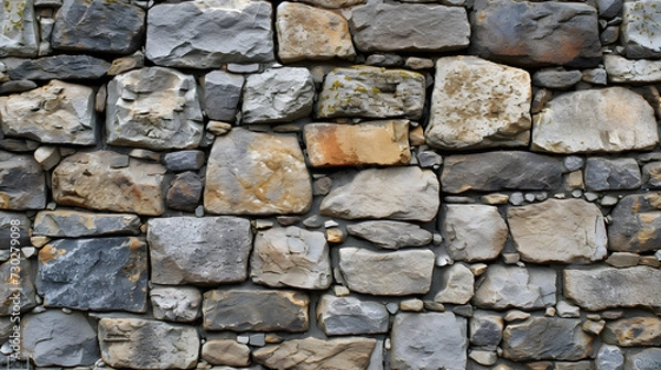 Fototapeta A Stone Wall Built With Various Sized Rocks
