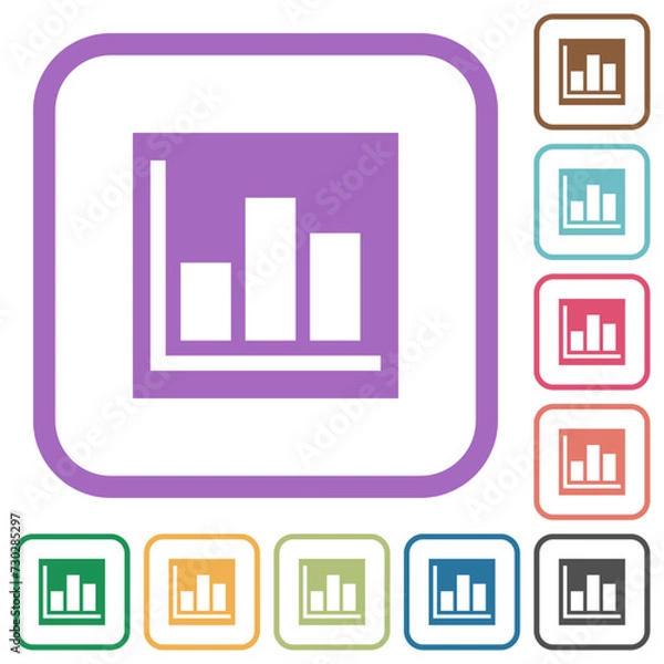 Fototapeta Bar graph statistics solid simple icons