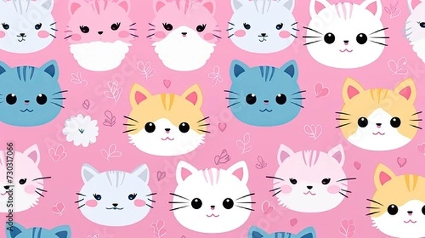 Obraz Pattern cute cat. cartoon cat background