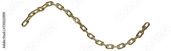 Fototapeta Gold chain in dynamic motion isolated on a transparent background. 3D render.