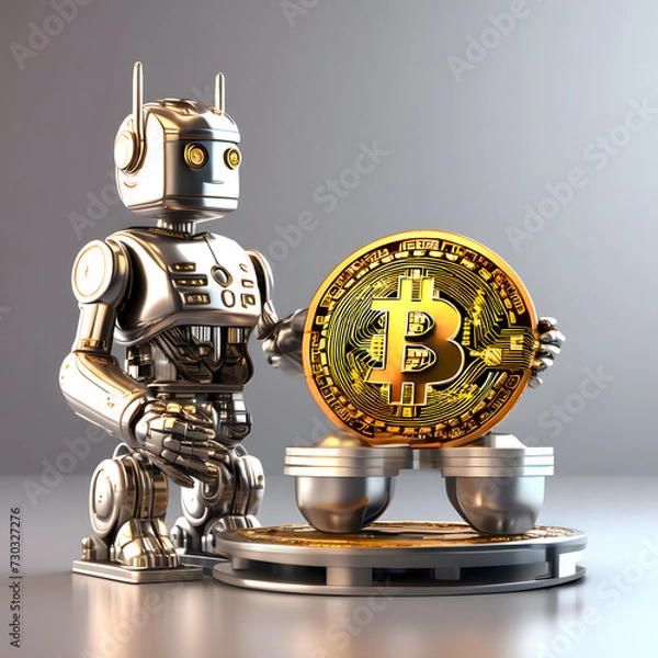 Obraz gold robot with money