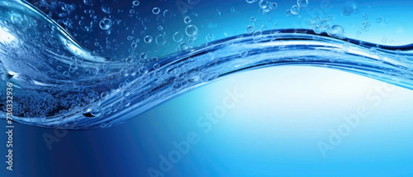 Obraz Blue Background With Water and Bubbles