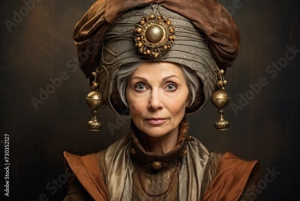 Fototapeta Confident Female speaker stage. Business event. Generate Ai