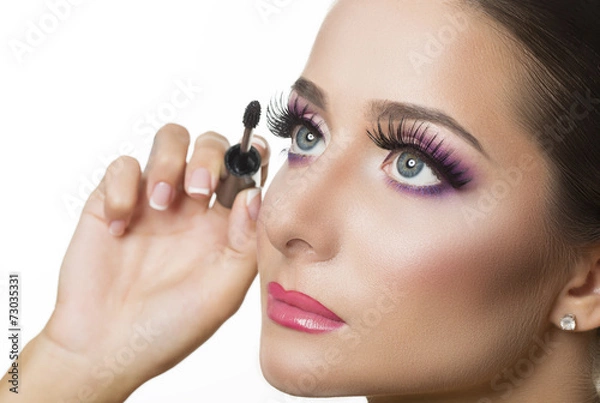 Fototapeta Mascara Applying. Makeup Closeup.Eyes Make-up