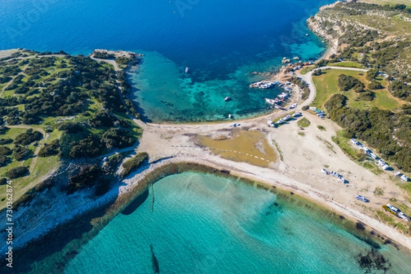 Fototapeta Demircili Beach drone view in Izmir