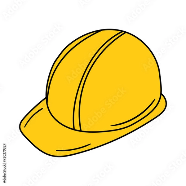 Obraz Construction helmet vector icon in doodle style. Symbol in simple design. Cartoon object hand drawn isolated on white background.