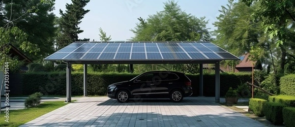Obraz solar mouting system used on carport in euro, together with PV panel. 