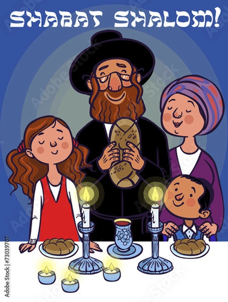 Obraz Happy shabat greeting card. Vector illustration