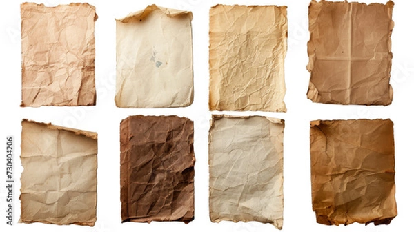 Fototapeta Old worn paper sheet Isolated transparent background. PNG Format.