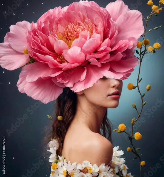 Obraz portrait of a young woman with flowers on her head
