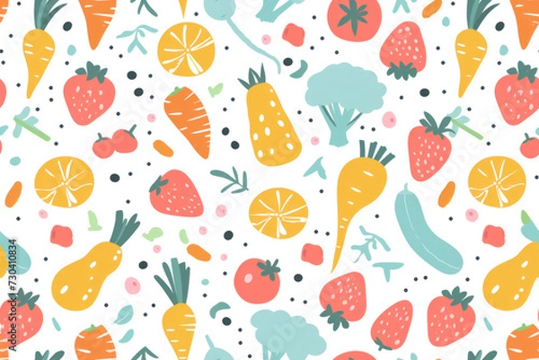 Fototapeta Pastel Vegetables Seamless Pattern