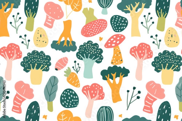 Fototapeta Pastel Vegetable Pattern for Versatile Design