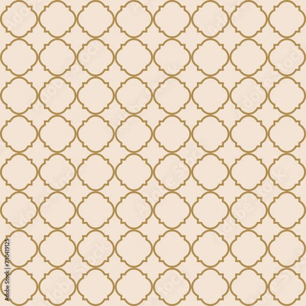 Fototapeta Arabesque Mosaic. Geometric Trellis Tile. Quatrefoil Arabian Ethnic Tesselation. Seamless Persian Pattern. Traditional Seamless Moroccan pattern