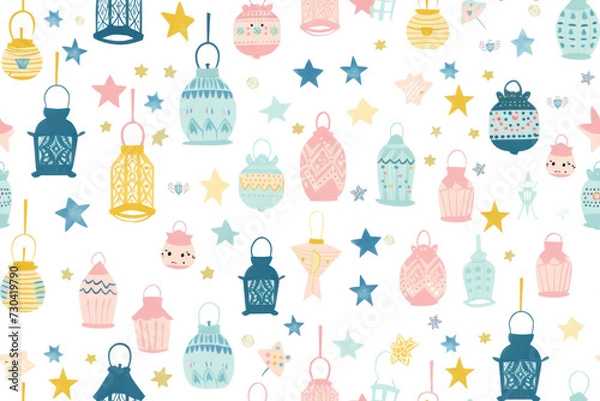 Fototapeta Seamless Night Pastel Pattern Background
