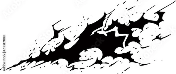 Obraz a drawing  line art comic manga effect lightning power thunder, isolate with white background generate AI