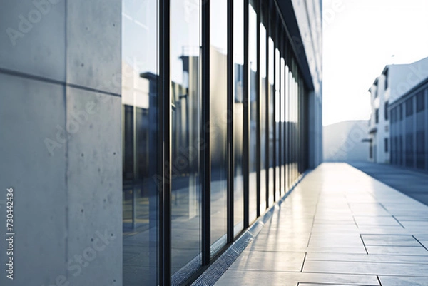 Obraz Commercial Building Fascia Logo And Signage Mockup The Exterior Wall Of A Contemporary Commercial Style Building With Aluminium Metal Composite Panels And Glass Windows For Logo And Sign Board Mockup 