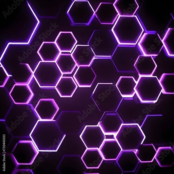 Obraz Abstract background hexagon pattern with glowing lights