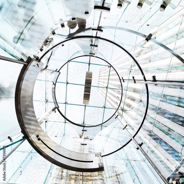 Obraz NOWOCZESNE SZKLANE I SPIRALNE SCHODY