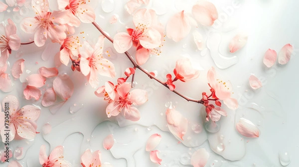 Fototapeta Beautiful flower blossom pale background wallpaper for text and presentations, flower texture, floral design, pale colored background wallpaper for presentation