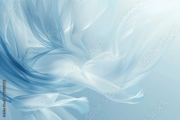 Fototapeta abstract light blue background, Sheer fabric caught in a tranquil breeze, its graceful motion a testament to the finesse of design and texture..